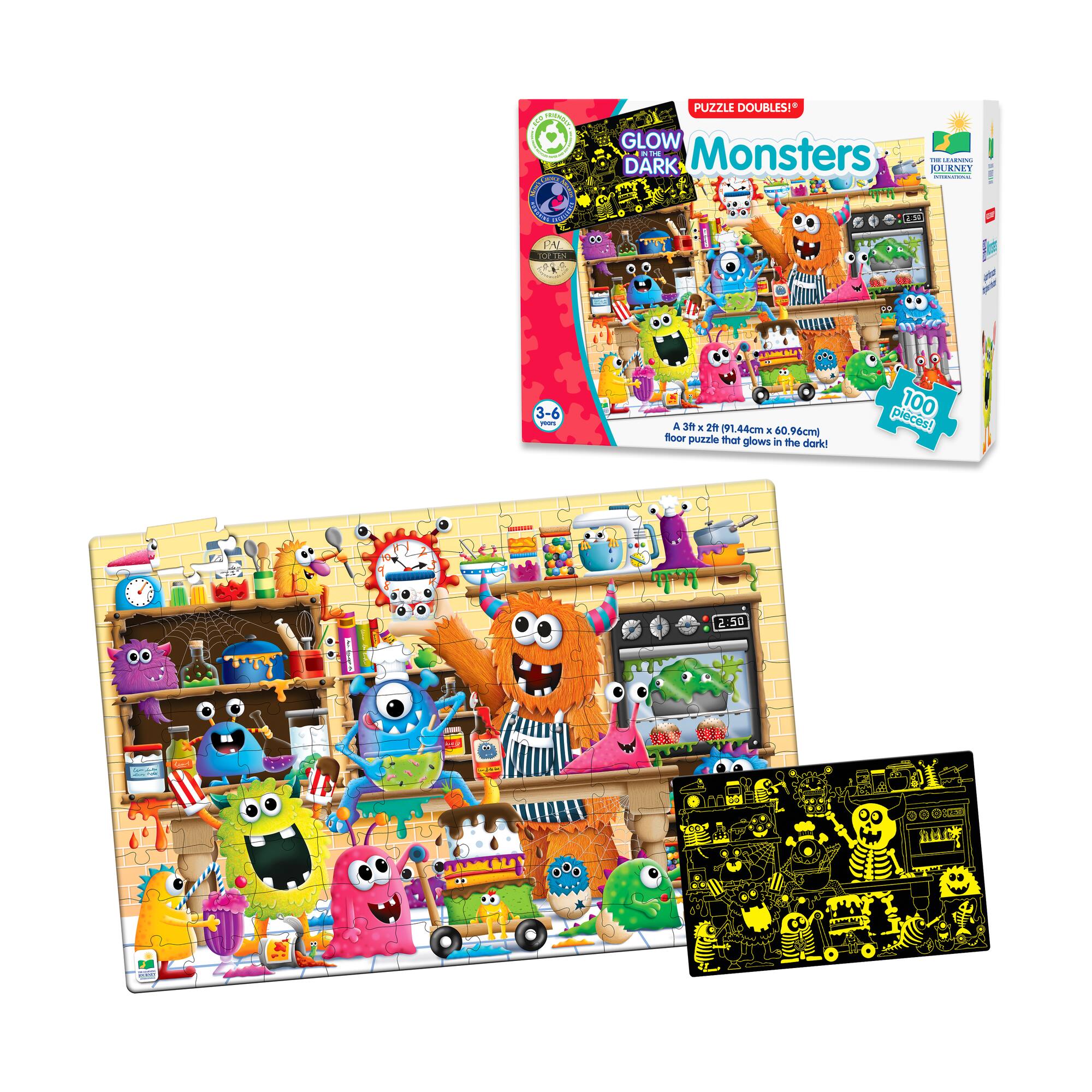 Puzzle Doubles! - Glow in the Dark Monsters: 100 Pcs